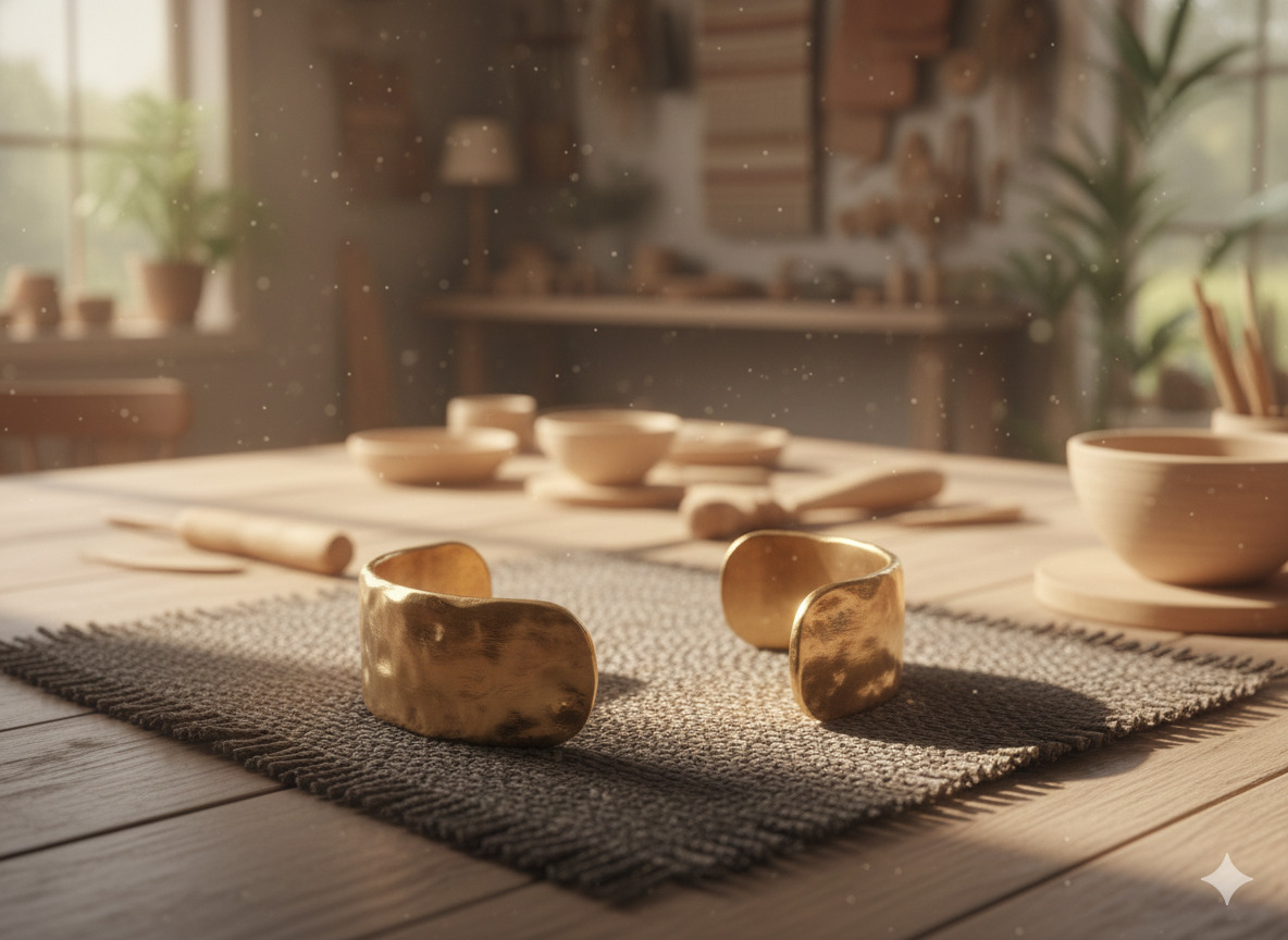 Hand-forged brass bracelet