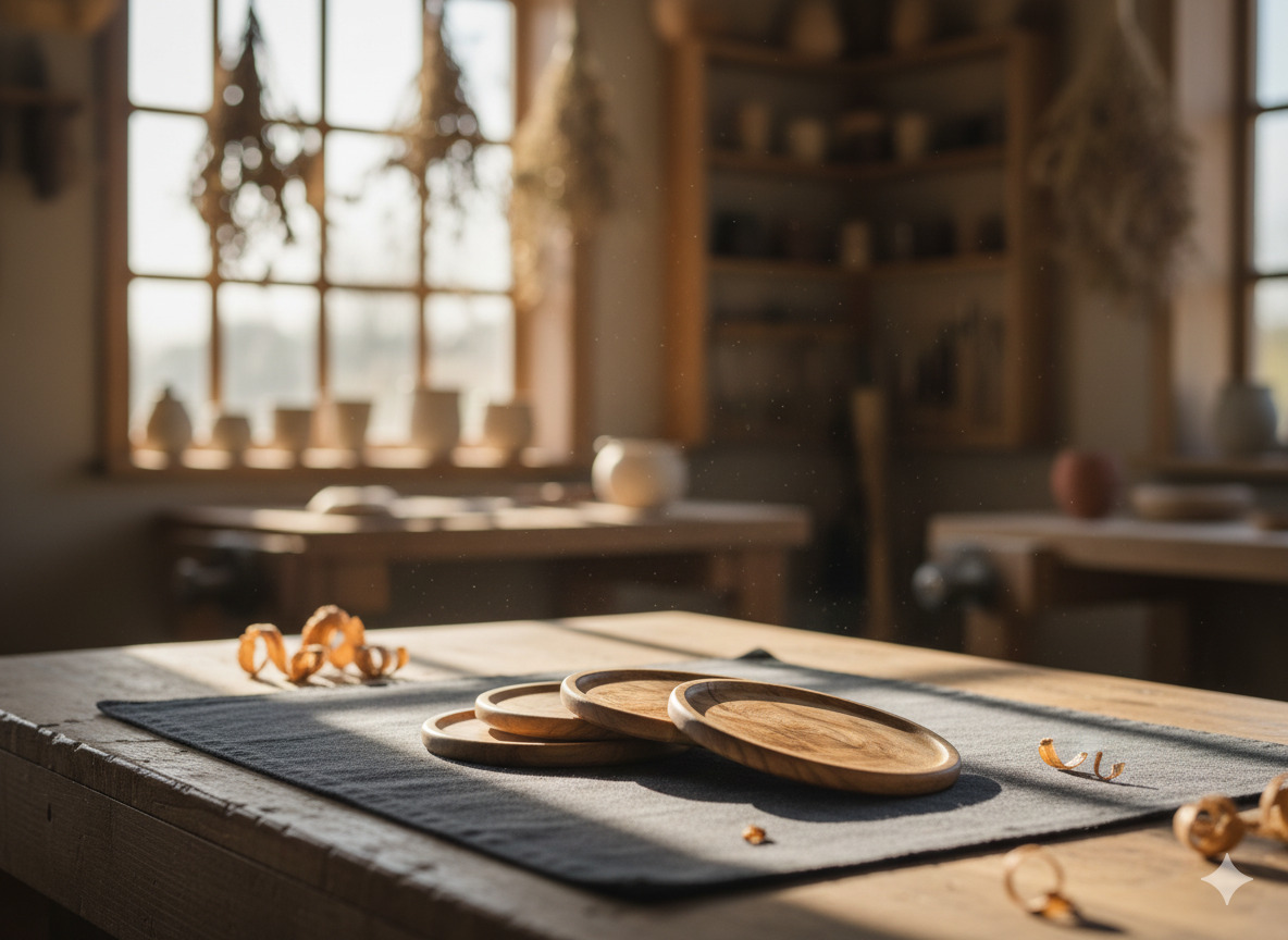 Set of wooden coasters